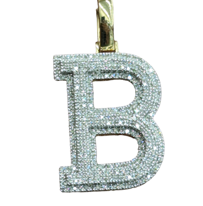 Real Diamond 10kt Yellow Gold Initial A - Z Pendant