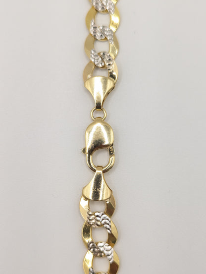 14KT REAL GOLD SOLID CUBAN CURB DIAMOND CUT CHAIN 11.3 MM