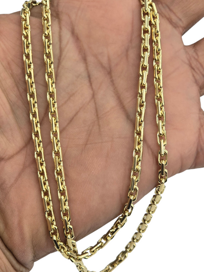 14KT REAL GOLD SOLID ROLO CHAIN 3.6MM FOR MEN AND WOMEN