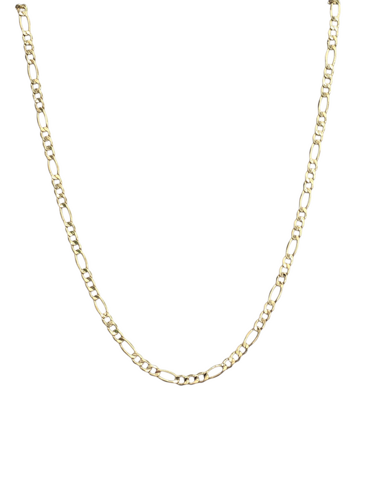 10KT REAL GOLD FIGARO CHAIN 3.7MM FOR MEN AND WOMEN