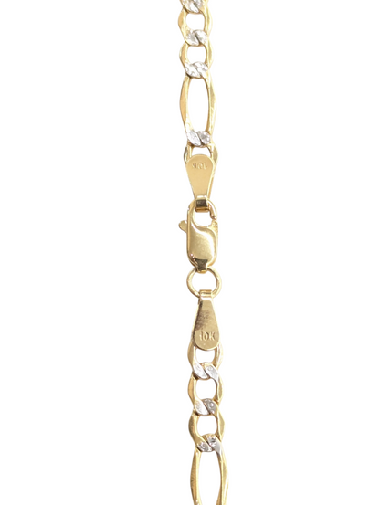 10kt Real Gold Figaro Diamond Cut Chain 4.5mm