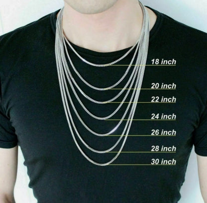 14KT REAL GOLD SOLID CUBAN DIAMOND CUT CHAIN 7 MM