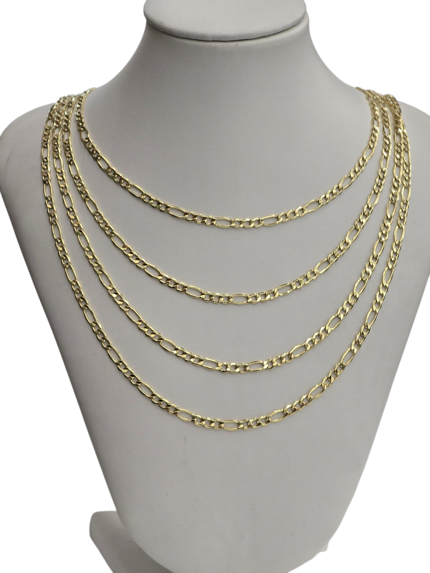 10KT REAL GOLD FIGARO CHAIN 3.7MM FOR MEN AND WOMEN