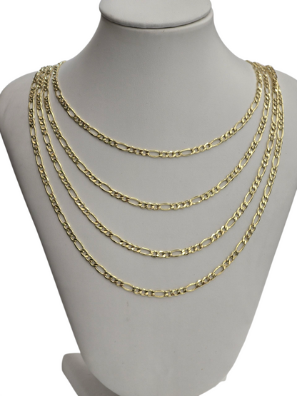 10KT REAL GOLD FIGARO CHAIN 3.7MM FOR MEN AND WOMEN