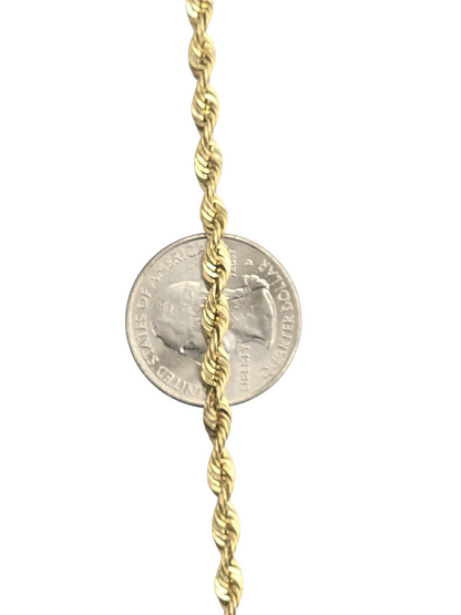 14KT REAL GOLD SPARKLE ROPE CHAIN 4MM