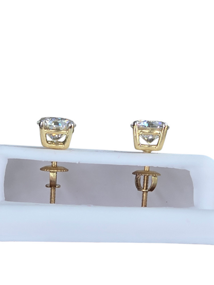 10KT REAL GOLD MOISSANITE DIAMOND STUD EARRING 2 CT