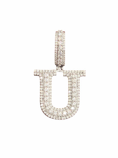 925 Sterling Silver Moissanite Diamond Initial A to Z Pendant