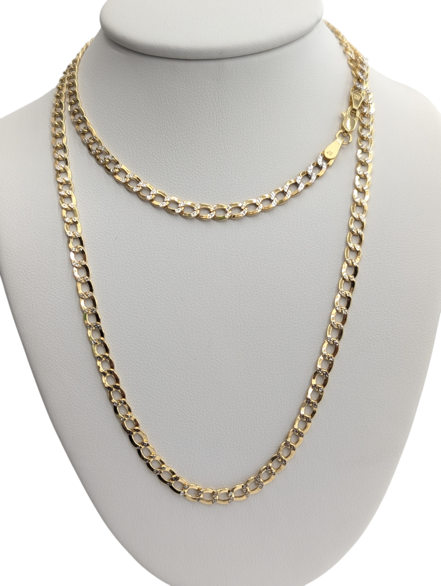 10kt Real Gold Cuban Curb Diamond Cut Chain 3.5mm