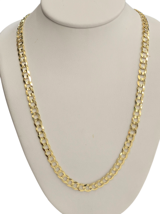 14KT REAL GOLD SOLID CUBAN CURB CHAIN 4.7MM FOR MEN AND WOMEN