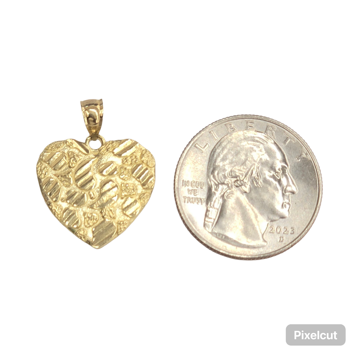 10KT REAL GOLD HEART NUGGET PENDANT