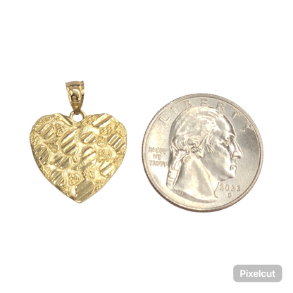 10KT REAL GOLD HEART NUGGET PENDANT