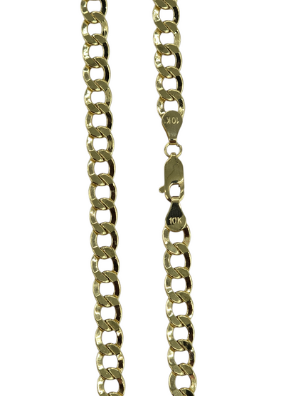 10KT REAL GOLD CUBAN CURB CHAIN 6.5MM