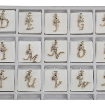 REAL NATURAL DIAMOND 10KT GOLD INITIAL A TO Z PENDANT