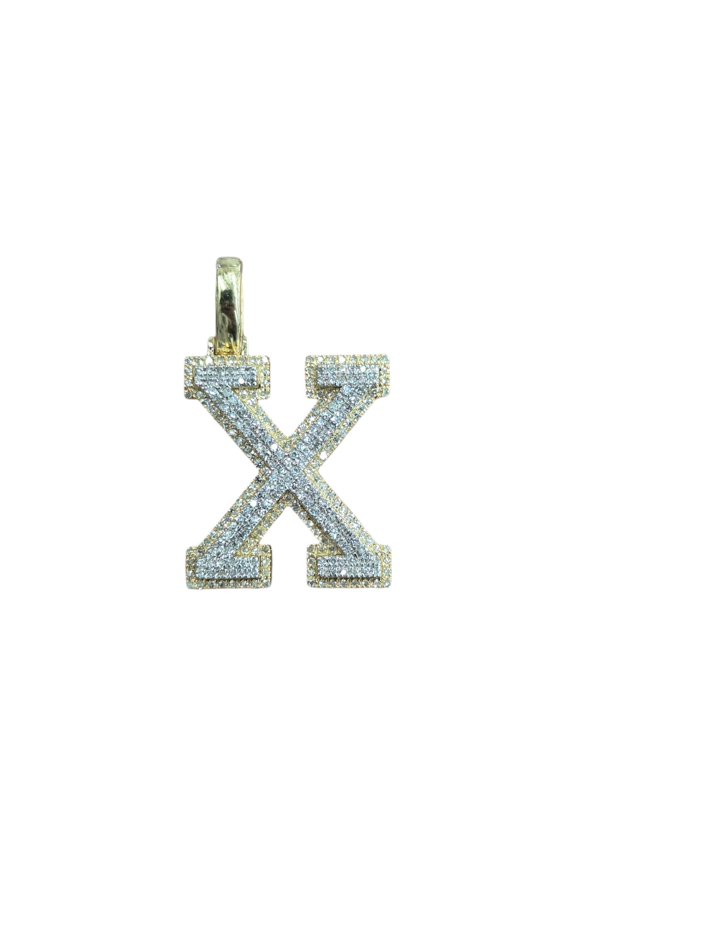 REAL DIAMOND 10KT TWO TONE BLOCK LETTER A- Z PENDANT
