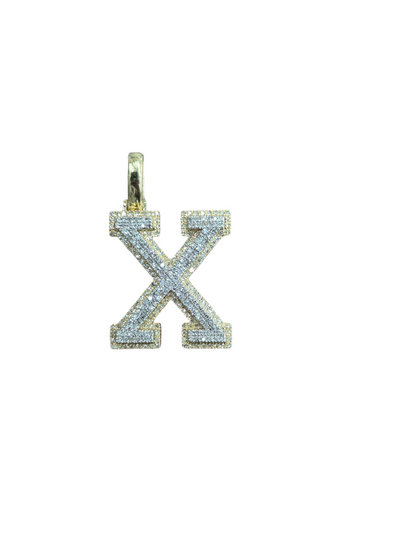 REAL DIAMOND 10KT TWO TONE BLOCK LETTER A- Z PENDANT