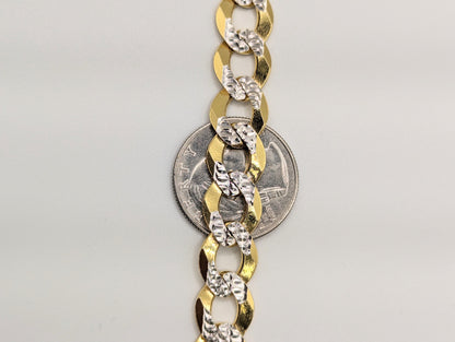 14KT REAL GOLD SOLID CUBAN CURB DIAMOND CUT CHAIN 11.3 MM