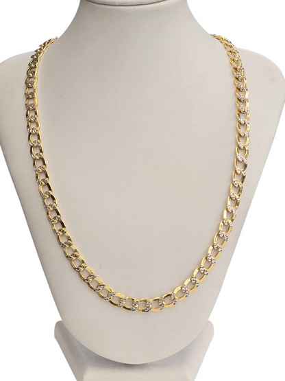 10KT REAL GOLD CUBAN CURB DIAMOND CUT CHAIN 7.5MM