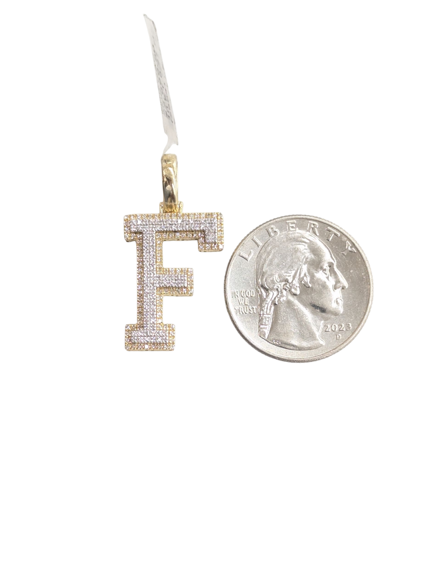 REAL DIAMOND 10KT TWO TONE BLOCK LETTER A- Z PENDANT