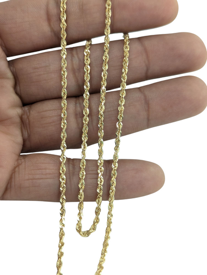 10kt REAL GOLD SOLID ROPE CHAIN 2.1 MM