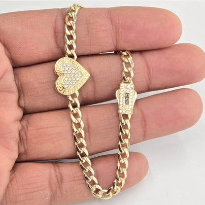 10KT REAL GOLD HEART FANCY BRACELET
