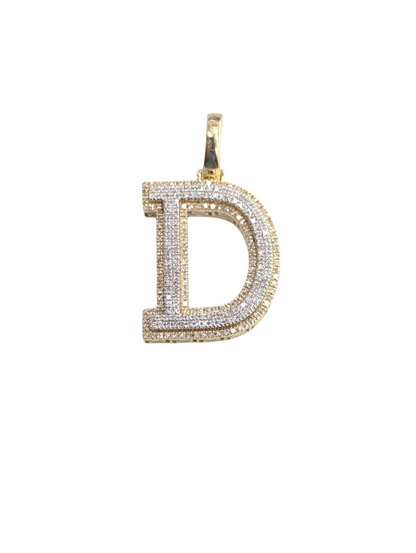 REAL DIAMOND 10KT TWO TONE BLOCK LETTER A- Z PENDANT
