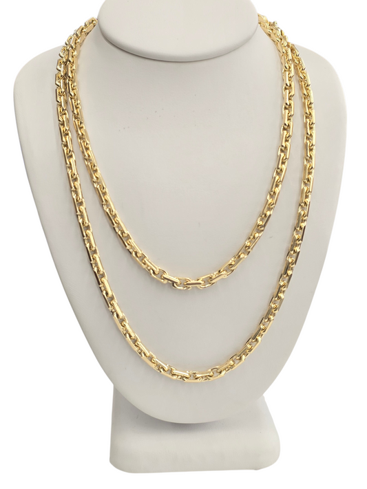 14KT REAL GOLD SOLID ROLO CHAIN 3.6MM FOR MEN AND WOMEN