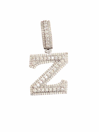 925 Sterling Silver Moissanite Diamond Initial A to Z Pendant