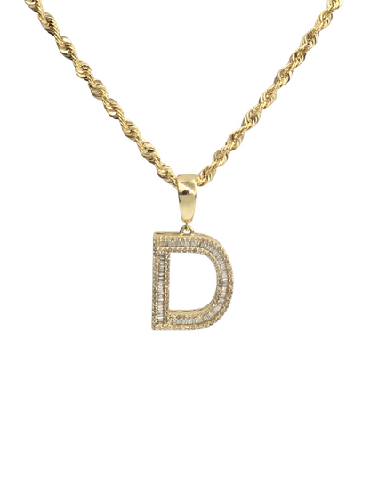 REAL DIAMOND 10KT GOLD BLOCK LETTER INITIAL A TO Z FOR MEN AND WOMEN