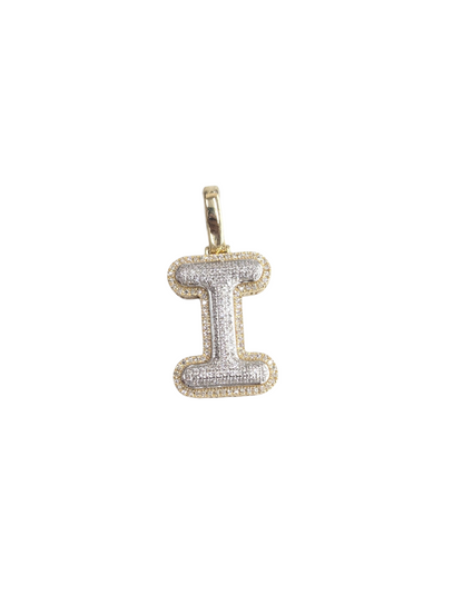 REAL DIAMOND 10KT TWO TONE BUBBLE LETTER A- Z PENDANT