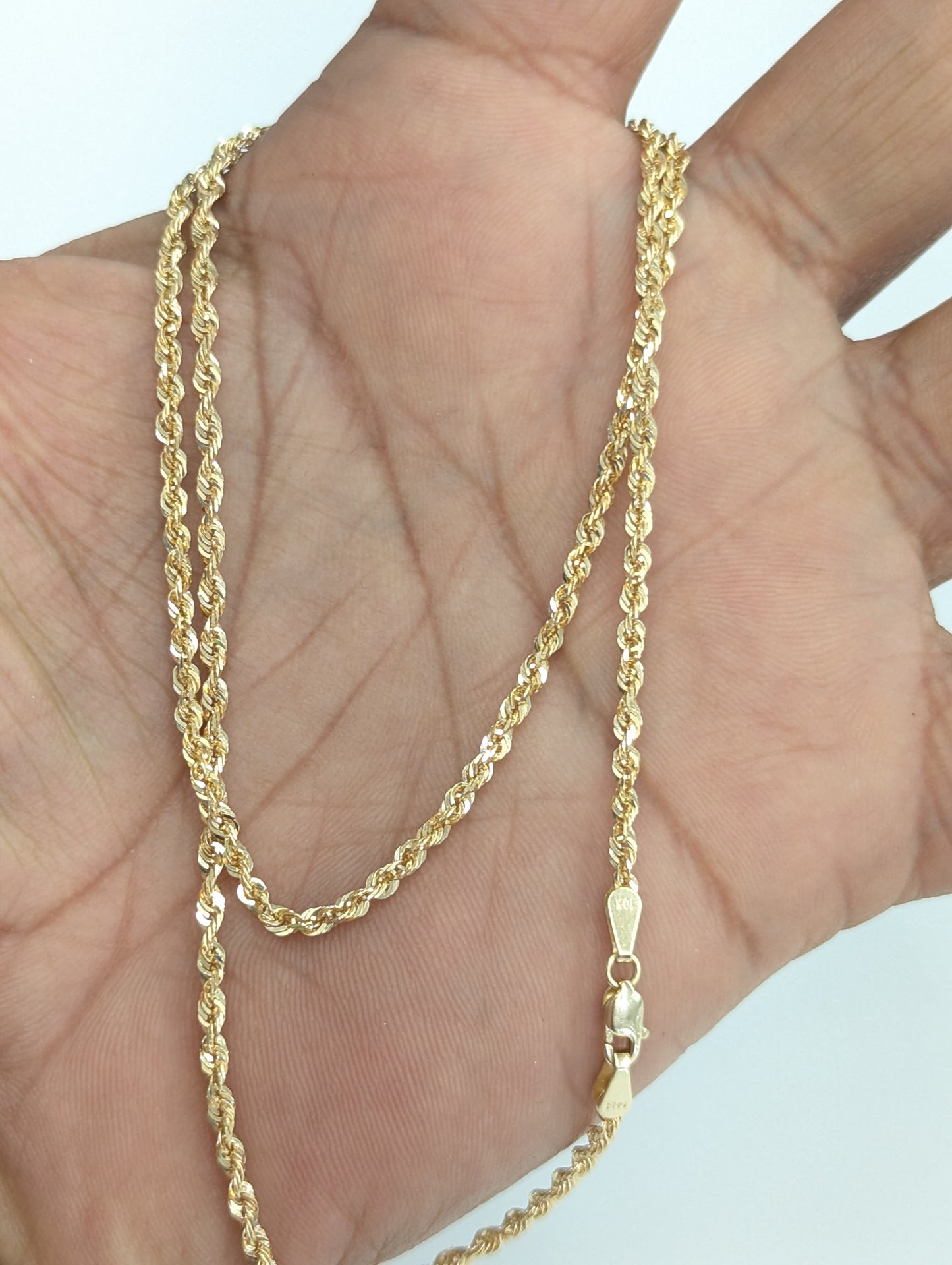 10kt REAL GOLD SOLID ROPE CHAIN 2.1 MM
