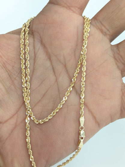 10kt REAL GOLD SOLID ROPE CHAIN 2.1 MM
