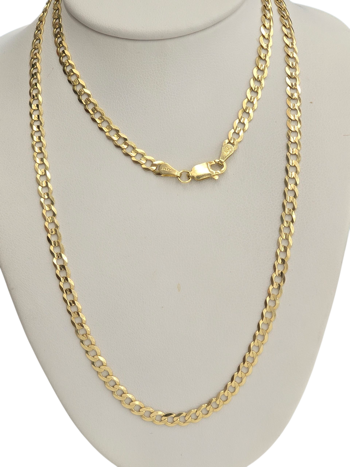14KT REAL GOLD SOLID CUBAN CURB CHAIN 3.7 mm FOR MEN AND WOMEN