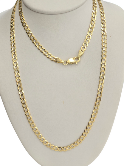 14KT REAL GOLD SOLID CUBAN CURB CHAIN 3.7 mm FOR MEN AND WOMEN