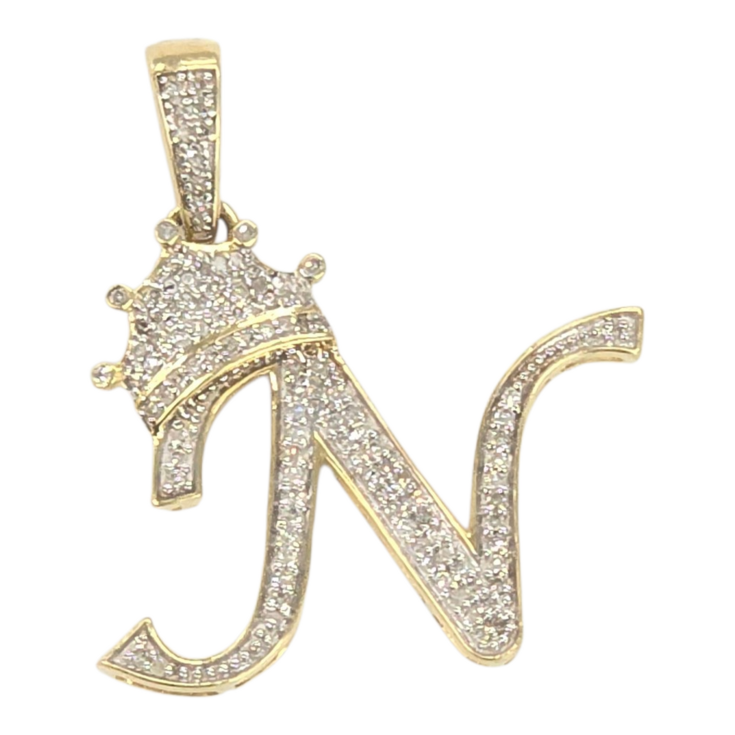 REAL NATURAL DIAMOND 10KT GOLD INITIAL A TO Z PENDANT
