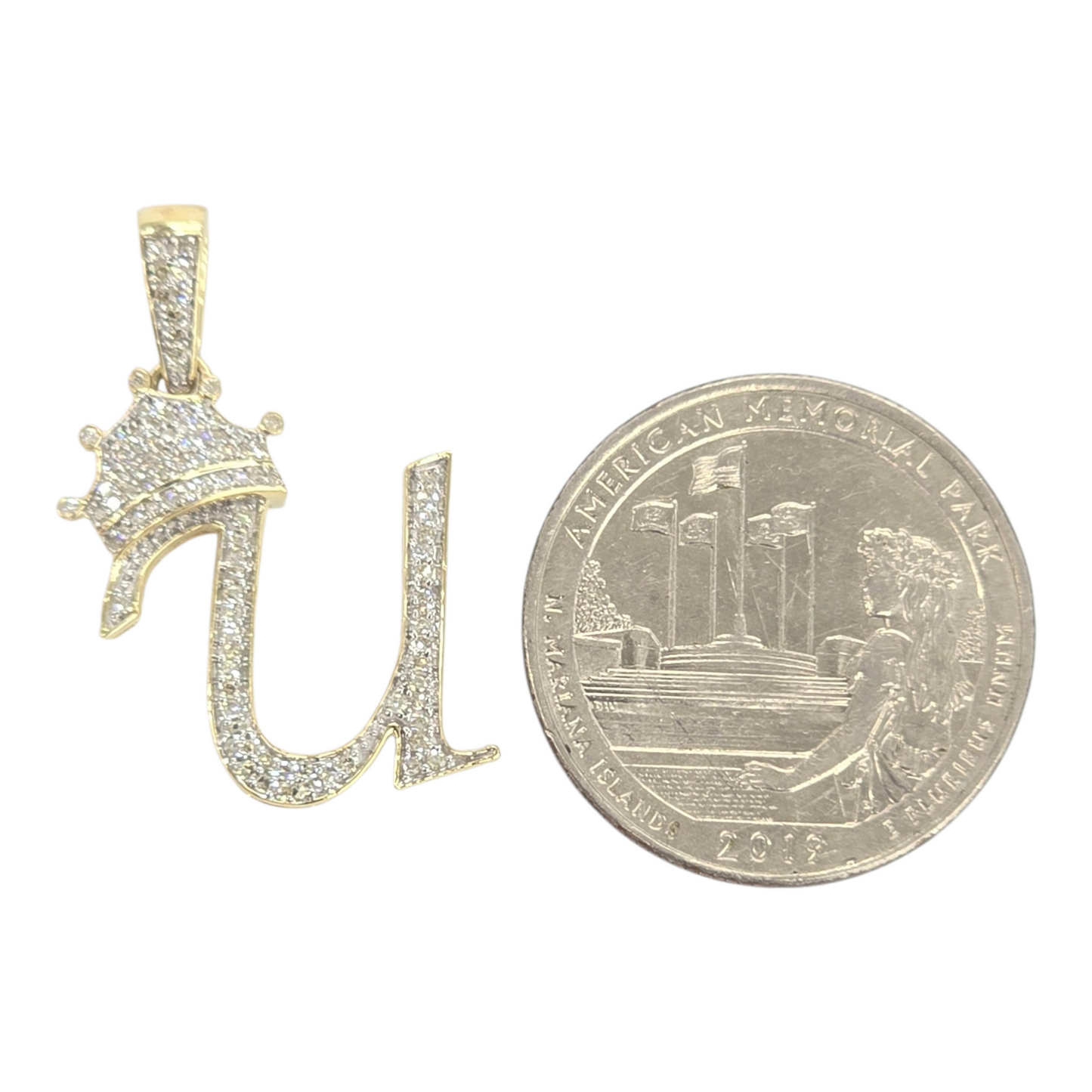 REAL NATURAL DIAMOND 10KT GOLD INITIAL A TO Z PENDANT