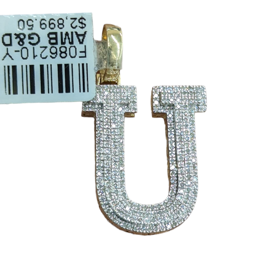 Real Diamond 10kt Yellow Gold Initial A - Z Pendant