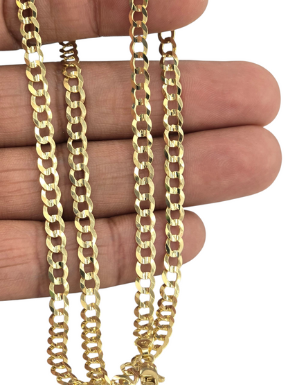 14KT REAL GOLD SOLID CUBAN CURB CHAIN 4.7MM FOR MEN AND WOMEN