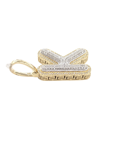 REAL DIAMOND 10KT TWO TONE BUBBLE LETTER A- Z PENDANT