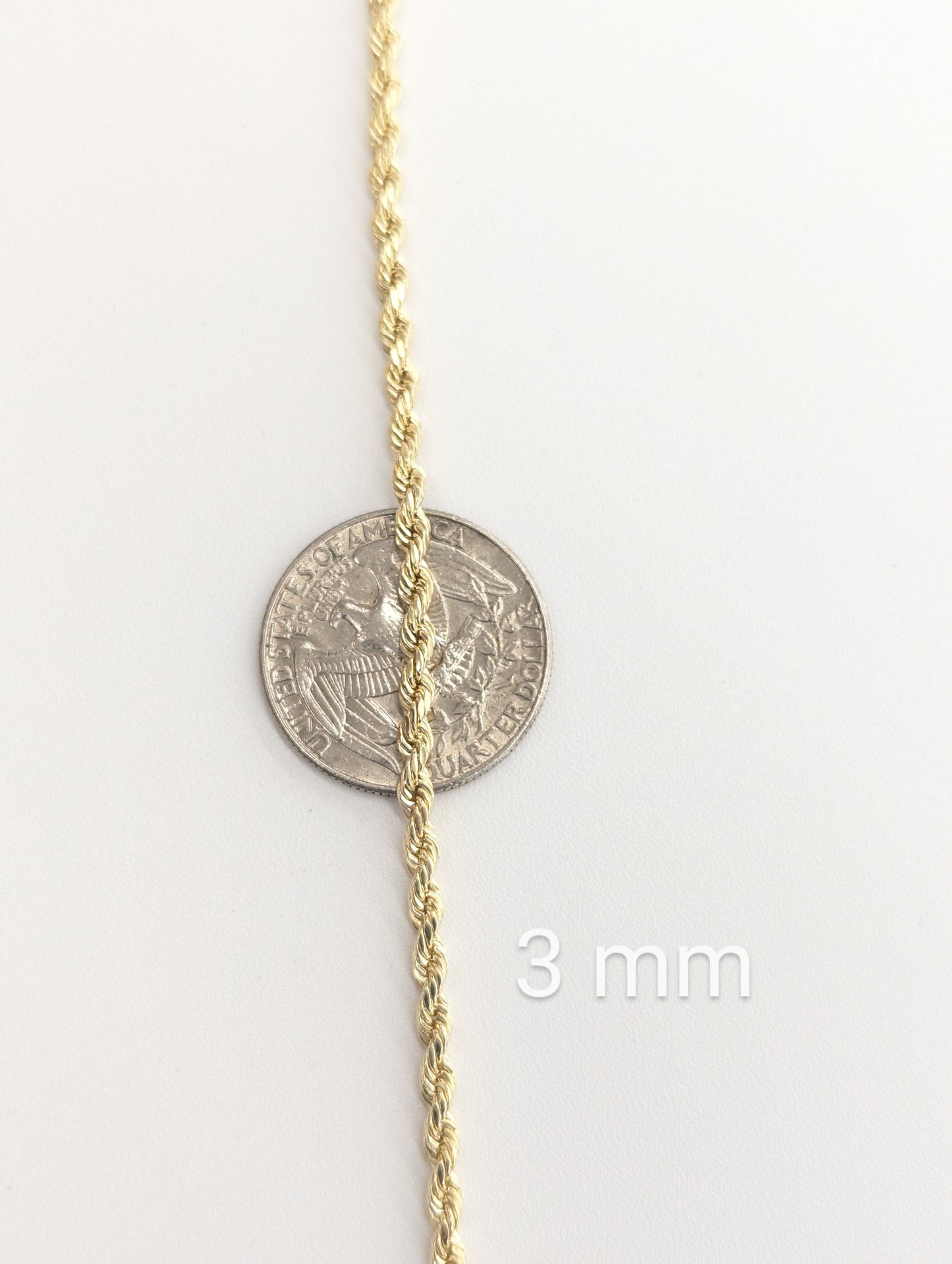 10kt Real Gold Hollow Rope Chain 2mm 3mm 4mm 5mm