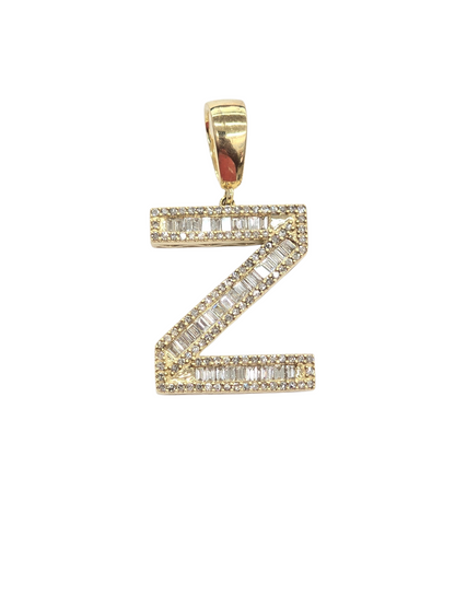 REAL DIAMOND 10KT GOLD BLOCK LETTER INITIAL A TO Z FOR MEN AND WOMEN