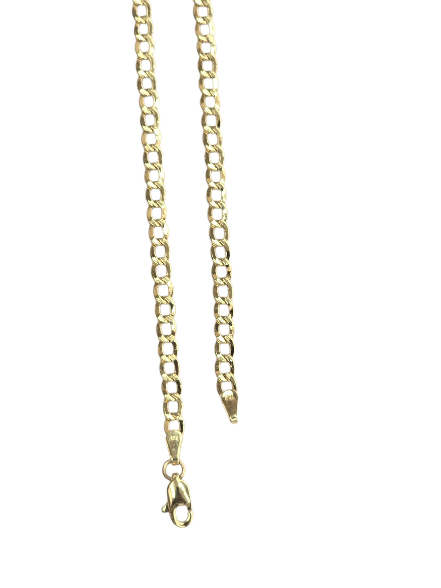 10KT REAL GOLD CUBAN CURB CHAIN 3.5 MM FOR MEN AND WOMEN
