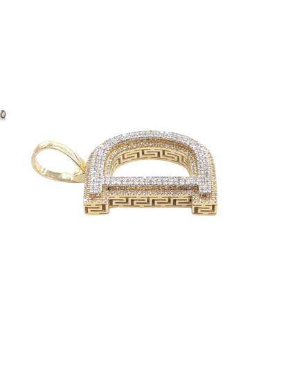 REAL DIAMOND 10KT TWO TONE BLOCK LETTER A- Z PENDANT