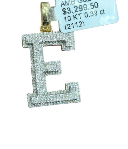 Real Diamond 10kt Yellow Gold Initial A - Z Pendant