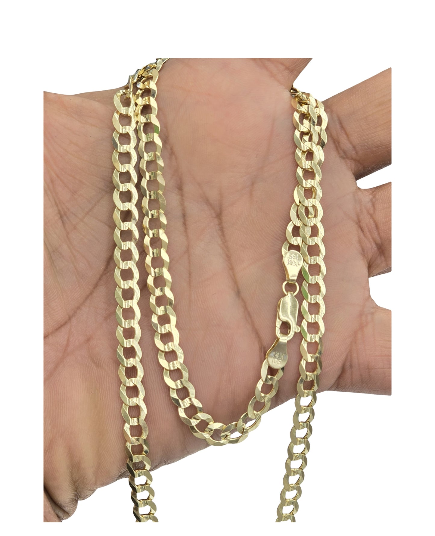 14KT REAL GOLD SOLID CUBAN CURN CHAIN 5.8 MM