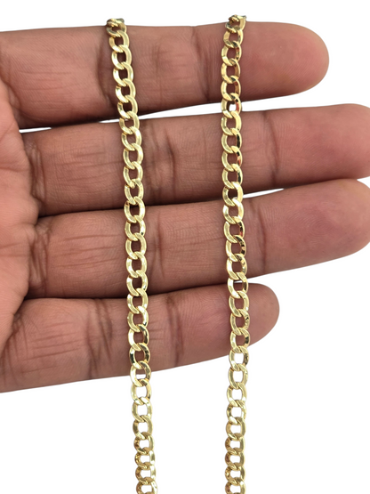 10KT REAL GOLD CUBAN CURB CHAIN 4.5 MM