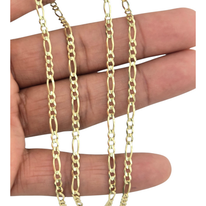 14KT REAL GOLD FIGARO CHAIN 3.1 MM FOR MEN AND WOMEN