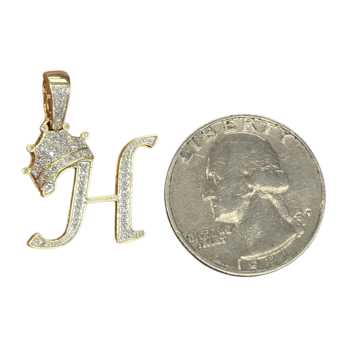 REAL NATURAL DIAMOND 10KT GOLD INITIAL A TO Z PENDANT