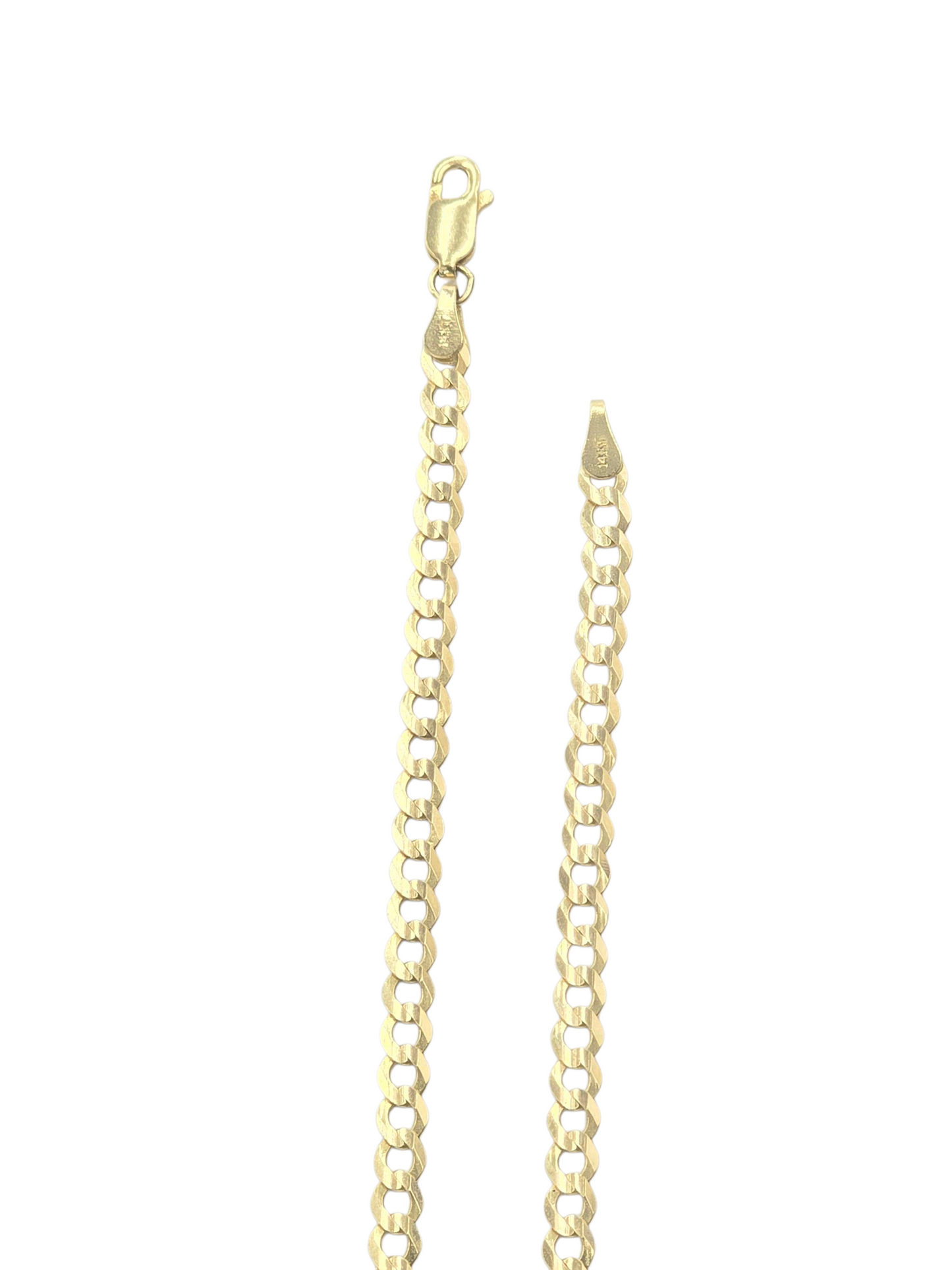 14KT REAL GOLD SOLID CUBAN CURB CHAIN 3.7 mm FOR MEN AND WOMEN