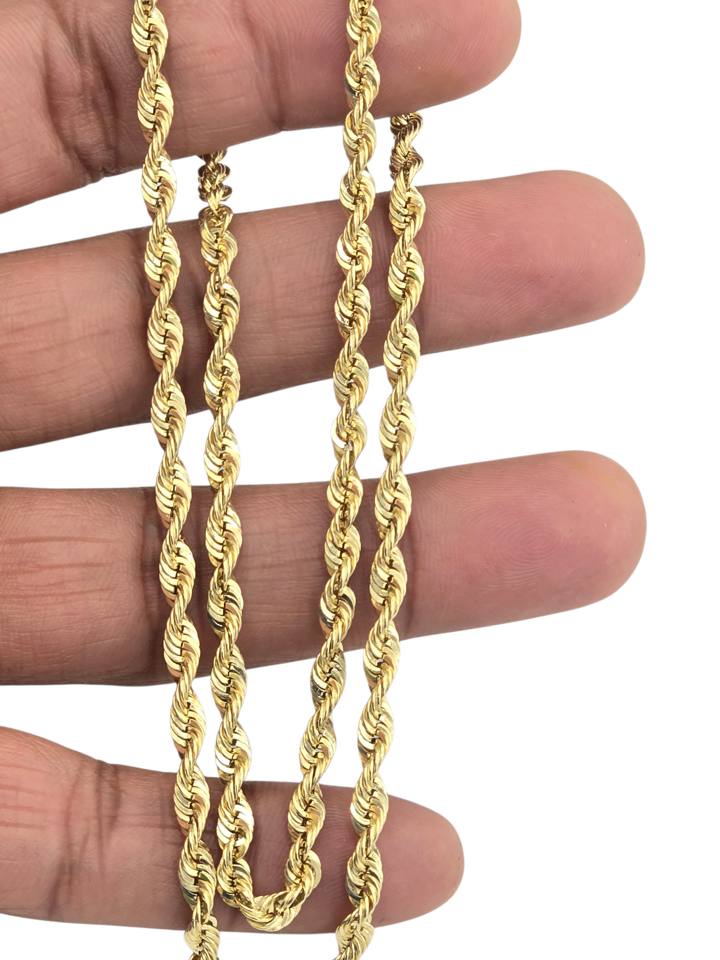 14KT REAL GOLD SPARKLE ROPE CHAIN 4MM