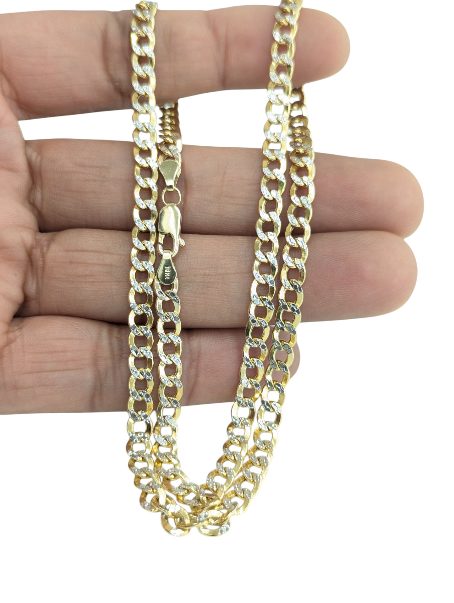 10kt Real Gold Cuban Curb Diamond Cut Chain 5 mm